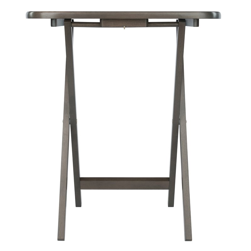 Winsome Lucca 5-Piece Transitional Solid Wood Snack Table Set in Oyster Gray
