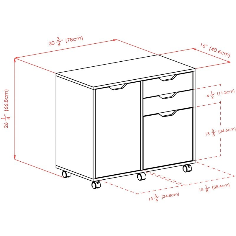 Winsome Halifax 2-Section Contemporary Wood Mobile Storage File Cabinet in Black