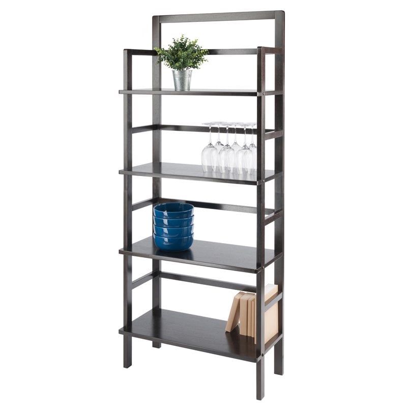 Winsome Aiden 4 Shelf Transitional Solid Wood Baker's Rack in Coffee