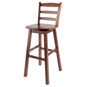 Winsome Scalera 29&quot Ladder Back Swivel Seat Solid Wood Bar Stool in Walnut