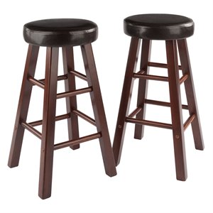 Winsome Maria 25.6&quot Solid Wood Counter Stool in Espresso and Walnut (Set of 2)