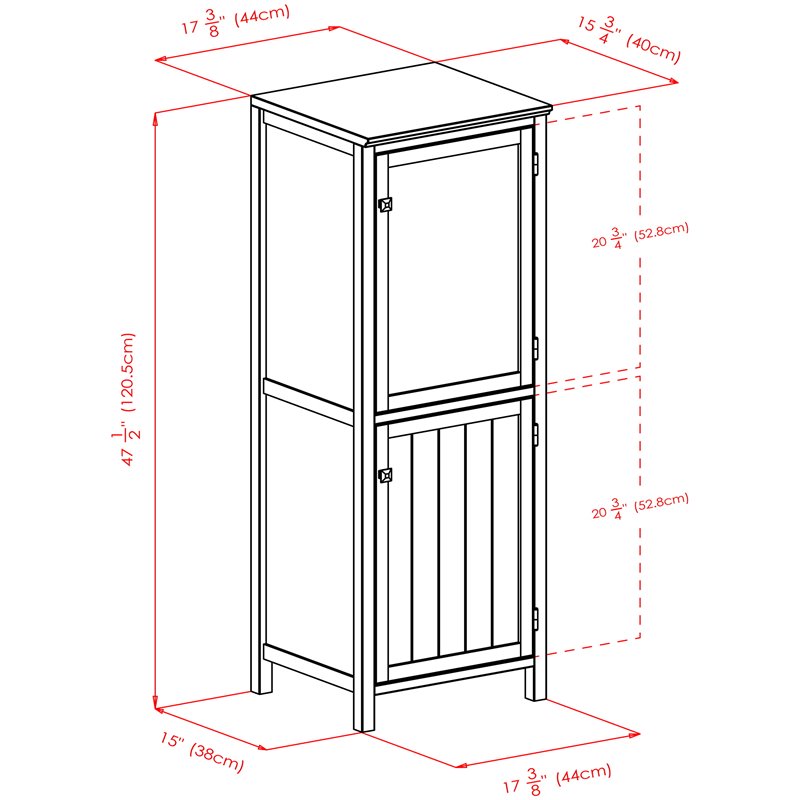 Winsome Brooke 2 Section Solid Wood Jelly Cupboard Cabinet in Walnut