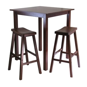 Winsome Parkland 3-Piece Square Transitional Solid Wood Pub Set - Antique Walnut