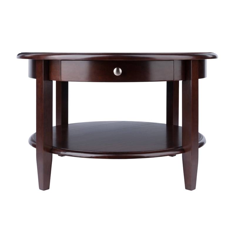 Winsome Concord Round Transitional Solid Wood Coffee Table in Antique Walnut