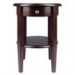 Winsome Concord Round Transitional Solid Wood End Table with 1-Drawer in Walnut