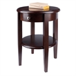 Winsome Concord Round Transitional Solid Wood End Table with 1-Drawer in Walnut