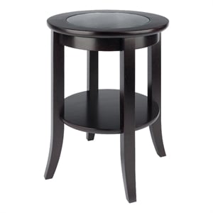 Winsome Genoa Transitional Solid Wood End Table Glass top in Espresso