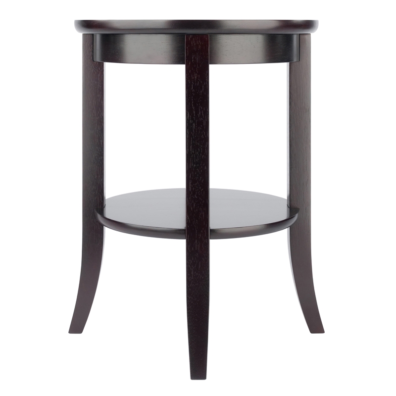 Winsome Genoa Transitional Solid Wood End Table Glass top in Espresso