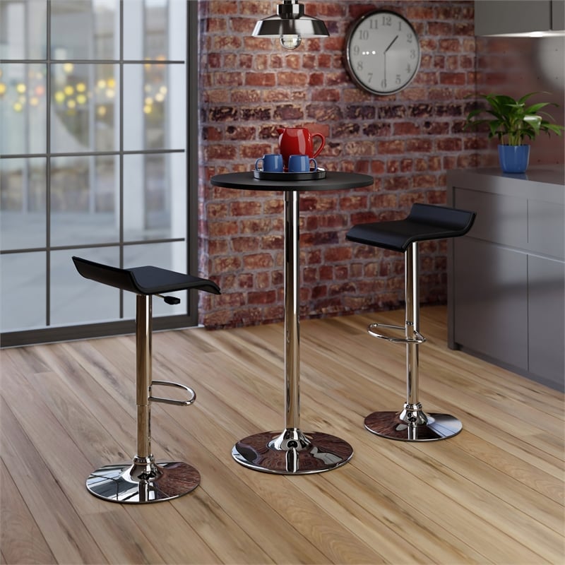 Winsome Spectrum 3-Piece Backless Contemporary Solid Wood Pub Set - Black/Chrome