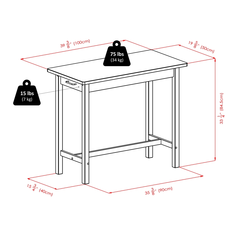 Winsome Sally 3-Piece Kitchen Island Solid Wood Dining Set in Antique Walnut