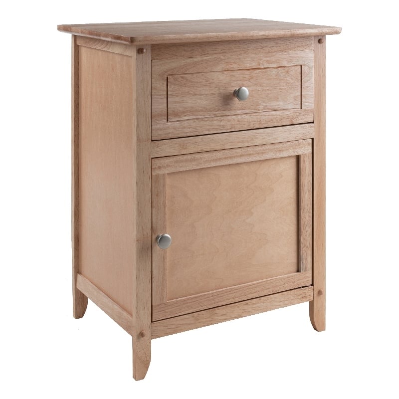 Winsome Eugene Transitional Solid Wood Night Stand with Cabinet in Natural