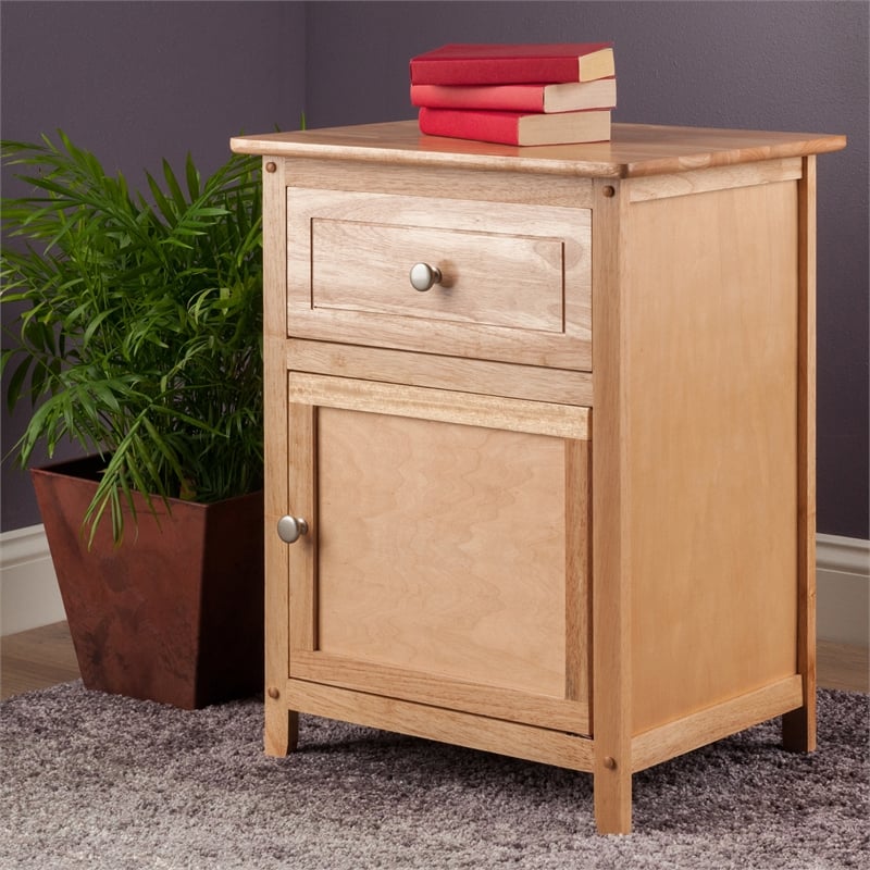 Winsome Eugene Transitional Solid Wood Night Stand with Cabinet in Natural