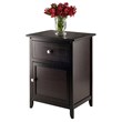 Winsome Eugene Transitional Solid Wood Nightstand with Cabinet in Espresso