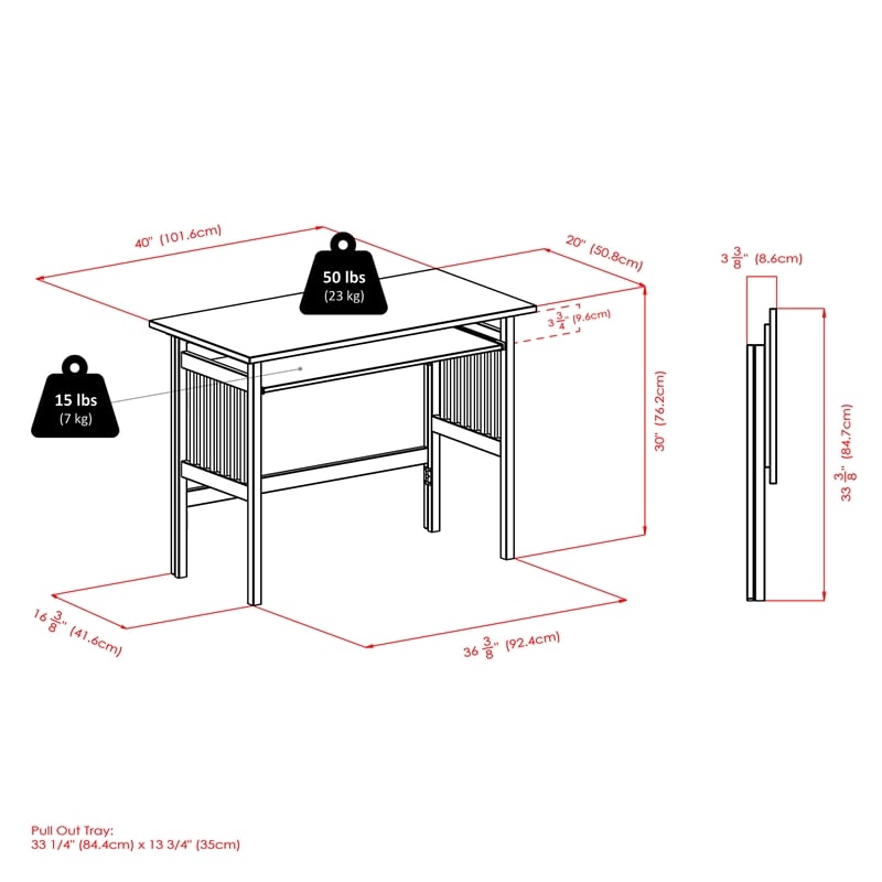 Winsome Mission Transitional Solid Wood Folding Computer Desk in Natural
