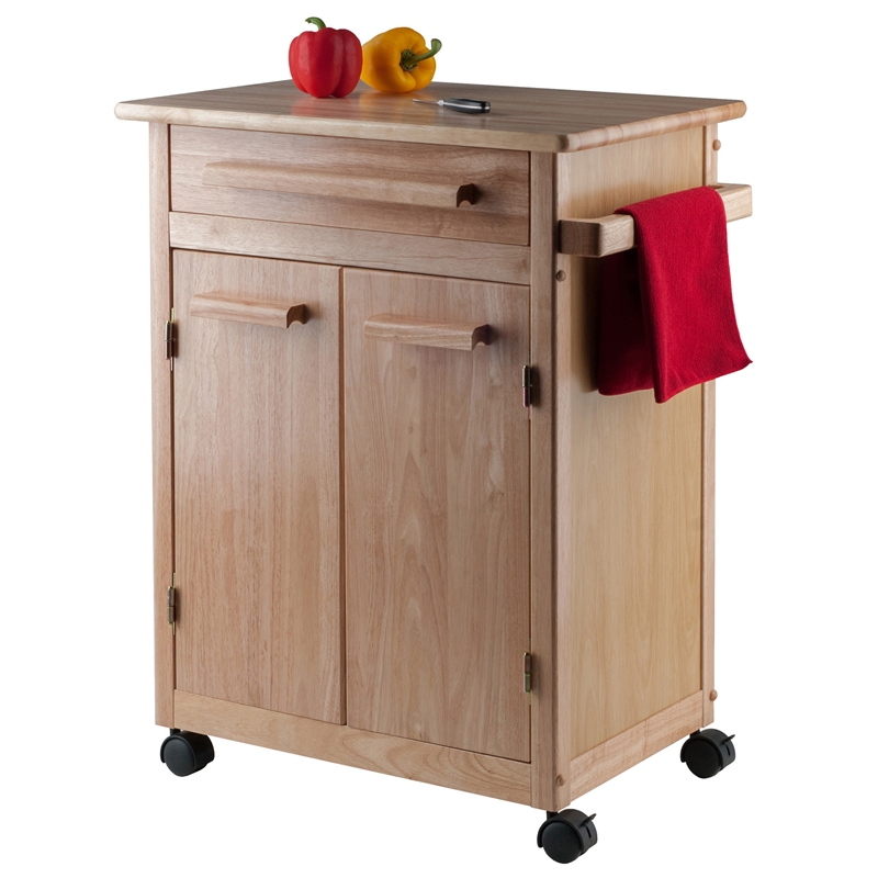 Winsome Hackett Beechwood Butcher Block Solid Wood Kitchen Cart in Natural