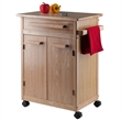 Winsome Hackett Beechwood Butcher Block Solid Wood Kitchen Cart in Natural