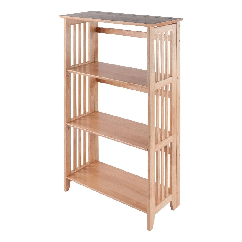 Winsome Mission 4-Tier Transitional Solid Wood Folding Bookcase in Natural