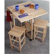 Winsome Suzanne 3-Piece Drop Leaf Solid Wood Kitchen Cart w/ 2 Stools in Natural