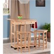 Winsome Suzanne 3-Piece Drop Leaf Solid Wood Kitchen Cart w/ 2 Stools in Natural