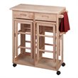 Winsome Suzanne 3-Piece Drop Leaf Solid Wood Kitchen Cart w/ 2 Stools in Natural
