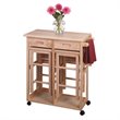 Winsome Suzanne 3-Piece Drop Leaf Solid Wood Kitchen Cart w/ 2 Stools in Natural