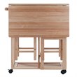 Winsome Suzanne 3-Piece Drop Leaf Solid Wood Kitchen Cart w/ 2 Stools in Natural