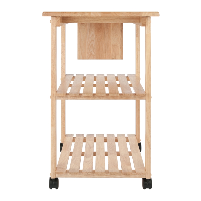 Winsome Mario Utility Butcher Block Solid Wood Kitchen Cart in Natural