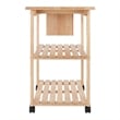 Winsome Mario Utility Butcher Block Solid Wood Kitchen Cart in Natural