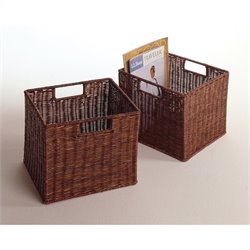 Winsome 2 Small Wired Baskets Antique Walnut Bedroom Furniture 