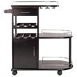 Winsome Jimmy Entertainment Transitional Solid Wood Bar Cart in Espresso