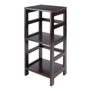 Winsome Leo 2 Section Transitional Solid Wood Book Shelving Unit in Espresso