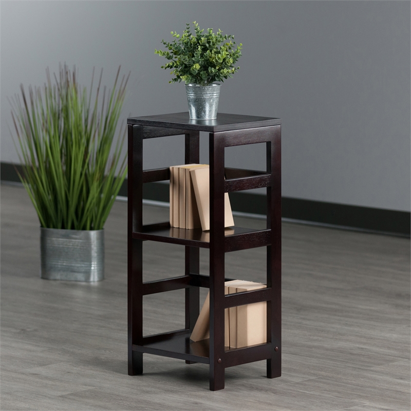 Winsome Leo 2 Section Transitional Solid Wood Book Shelving Unit in Espresso