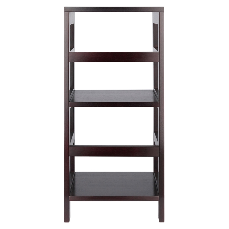 Winsome Leo 2 Section Transitional Solid Wood Book Shelving Unit in Espresso