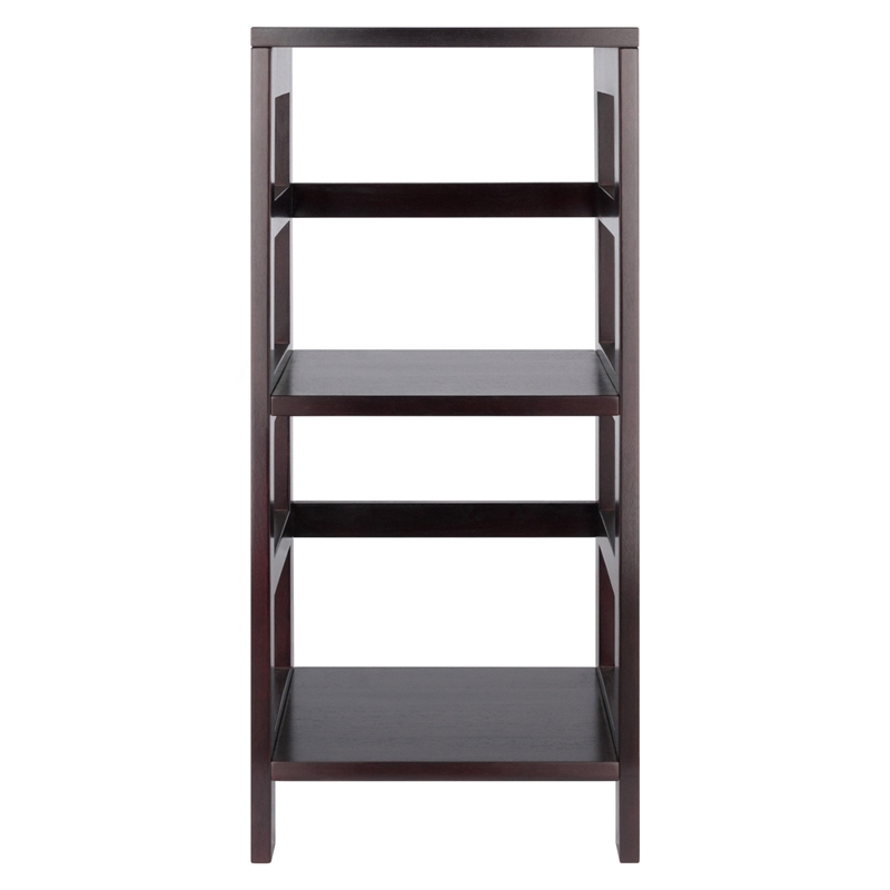 Winsome Leo 2 Section Transitional Solid Wood Book Shelving Unit in Espresso