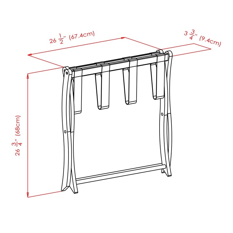 Winsome Scarlett Transitional Solid Wood Luggage Rack in Espresso