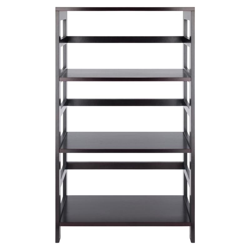 Winsome Leo 3-Section Wide Transitional Solid Wood Storage Book Shelf - Espresso