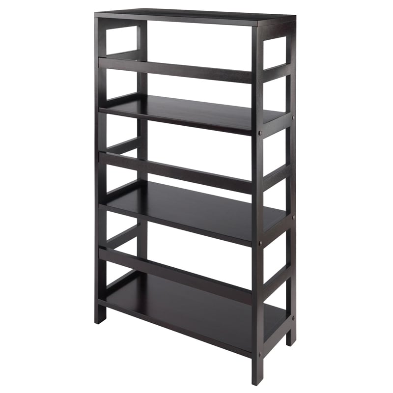 Winsome Leo 3-Section Wide Transitional Solid Wood Storage Book Shelf - Espresso
