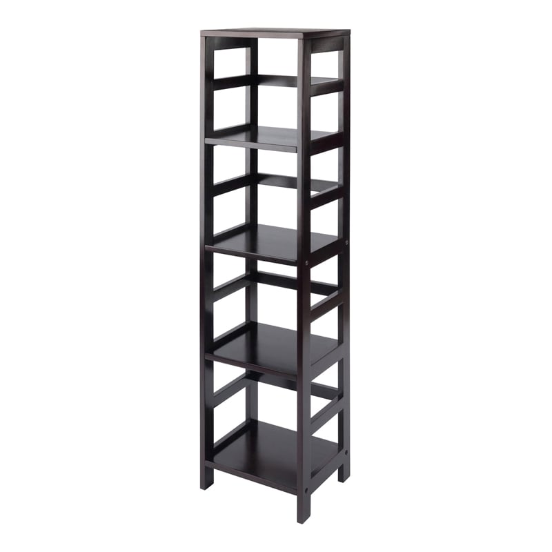 Winsome Leo 4-Section Tall Transitional Solid Wood Storage Book Shelf - Espresso