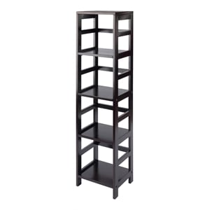 Winsome Leo 4-Section Tall Transitional Solid Wood Storage Book Shelf - Espresso