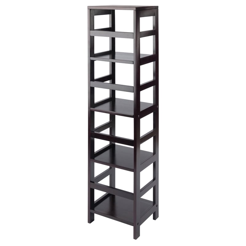 Winsome Leo 4-Section Tall Transitional Solid Wood Storage Book Shelf - Espresso