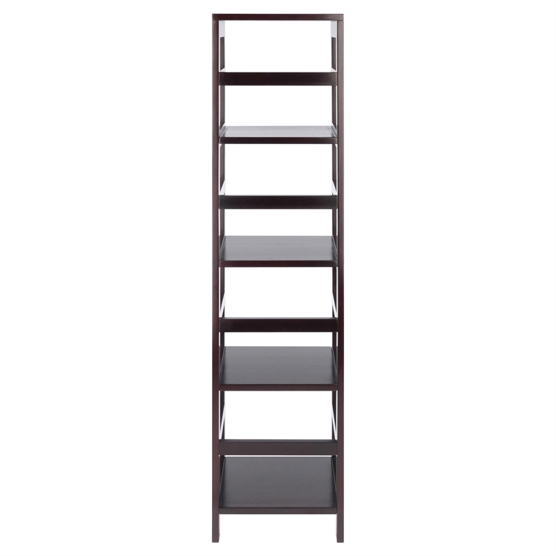 Winsome Leo 4-Section Tall Transitional Solid Wood Storage Book Shelf - Espresso