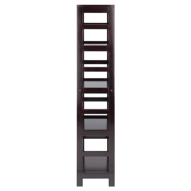Winsome Leo 4-Section Tall Transitional Solid Wood Storage Book Shelf - Espresso
