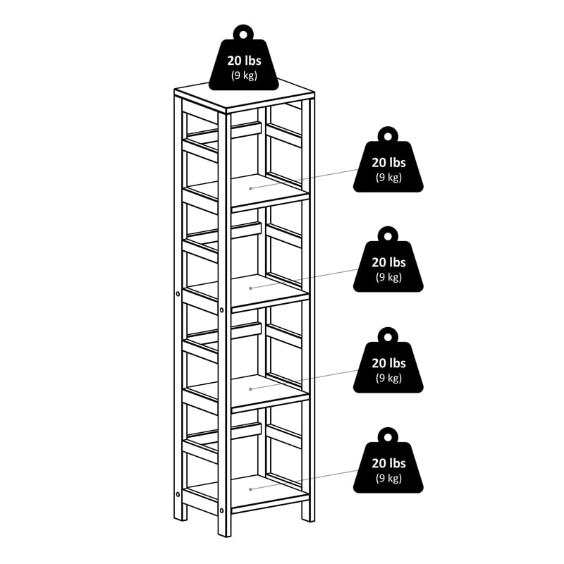 Winsome Leo 4-Section Tall Transitional Solid Wood Storage Book Shelf - Espresso