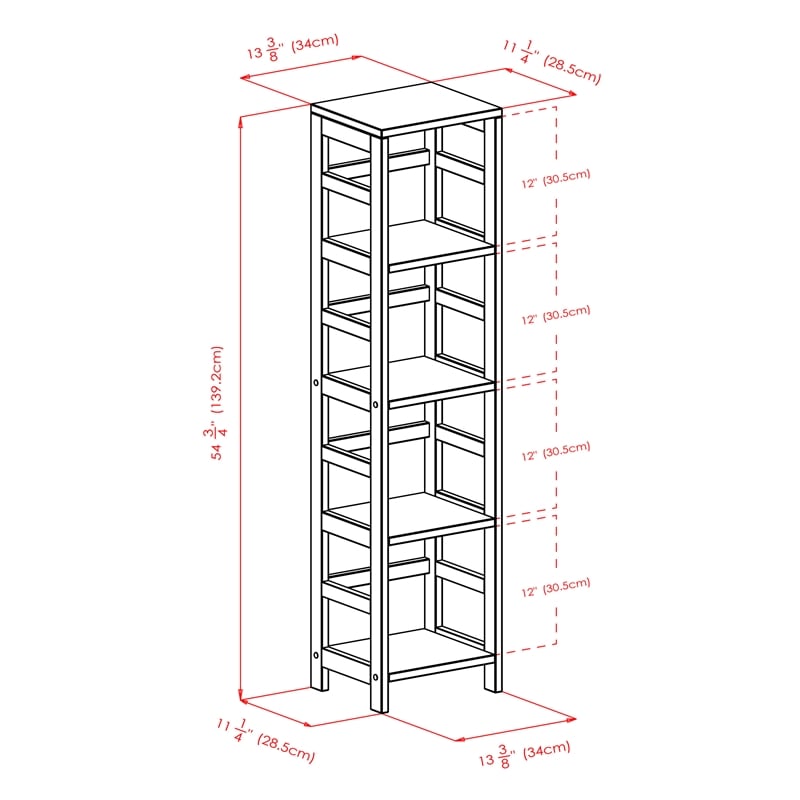 Winsome Leo 4-Section Tall Transitional Solid Wood Storage Book Shelf - Espresso
