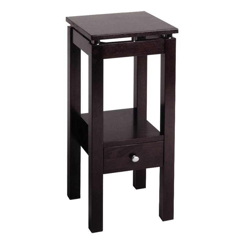 Winsome Linea Transitional Solid Wood End Table with Chrome Accents in Espresso