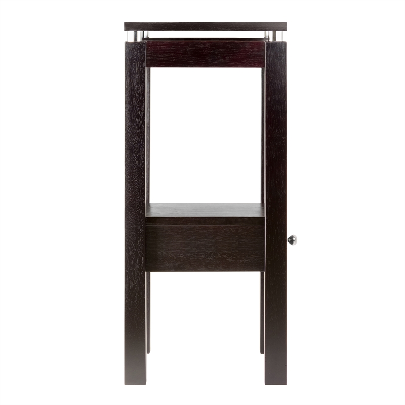 Winsome Linea Transitional Solid Wood End Table with Chrome Accents in Espresso