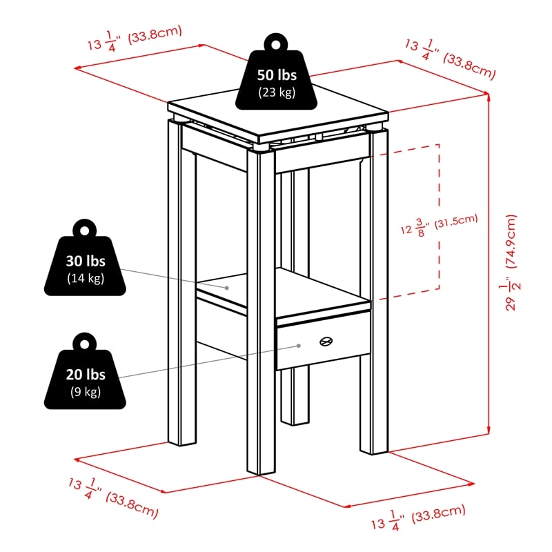 Winsome Linea Transitional Solid Wood End Table with Chrome Accents in Espresso