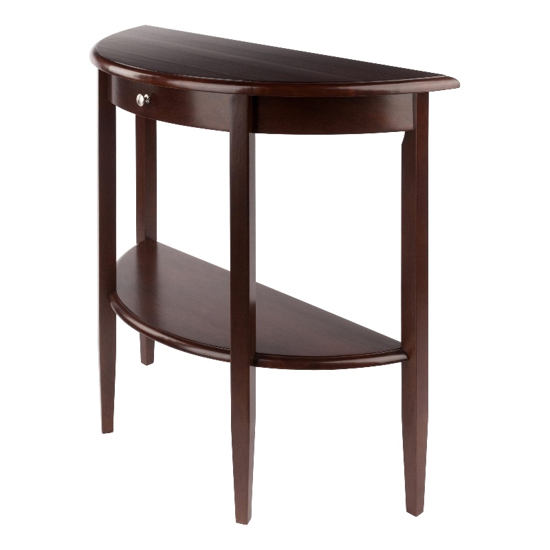 Winsome Concord Half Moon Transitional Solid Wood Console Table in Walnut
