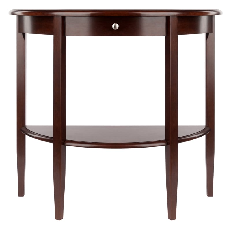 Winsome Concord Half Moon Transitional Solid Wood Console Table in Walnut