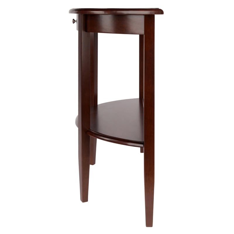 Winsome Concord Half Moon Transitional Solid Wood Console Table in Walnut